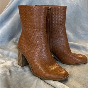 Brown Woven leather Ankle Boots